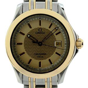 Omega 36mm Men's Seamaster 120m Quartz Two Tone Gold Dial Watch